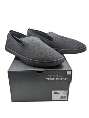 Tempur-Pedic Mens Size 12 Slater Charcoal Moccasin Slippers Shoes TP6157-005 NEW
